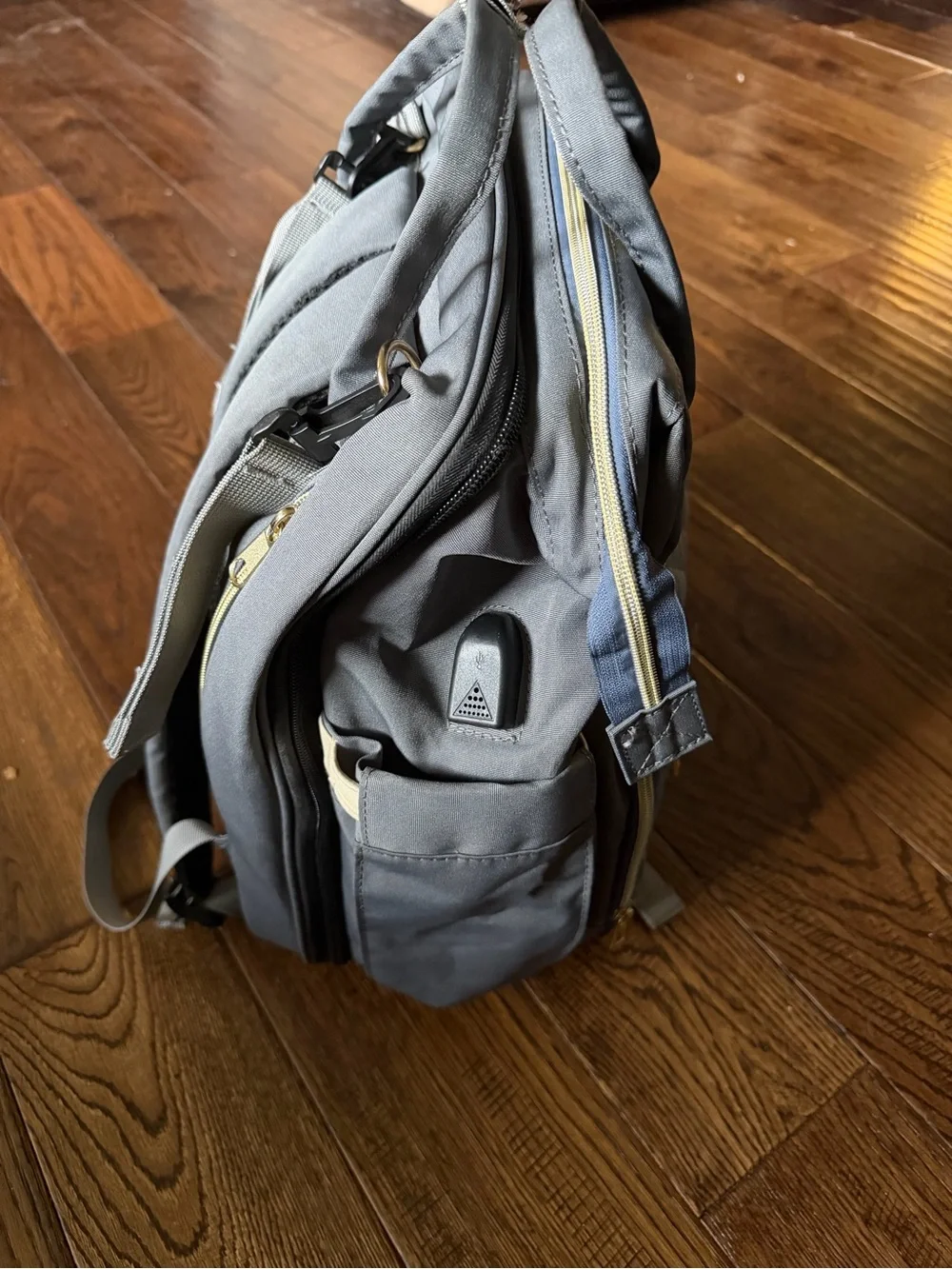 LEQUEEN Quilted Gray Backpack Mommy Bag for Women - Stylish Everyday Bag